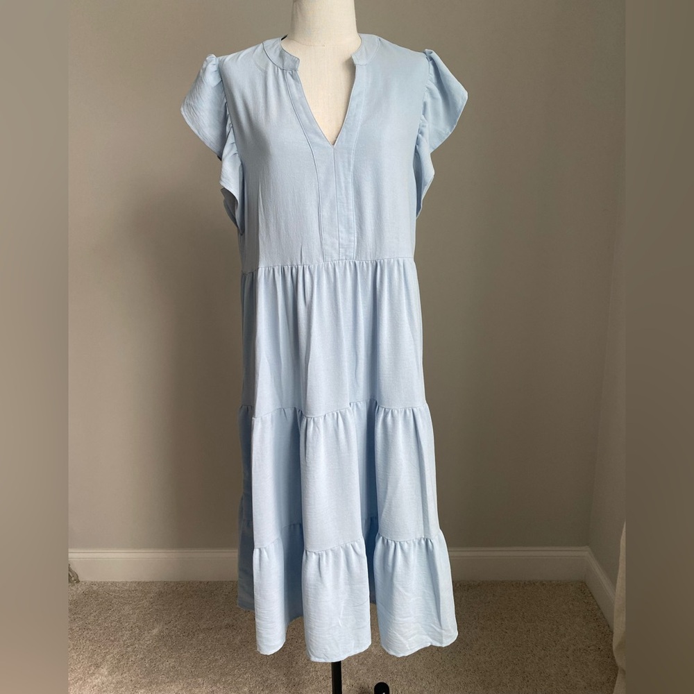 Blue Tiered Midi dress